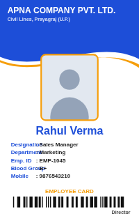 Blue Wave employee ID card design