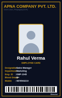 Dark Gold employee ID card design