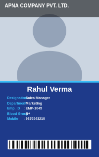 Navy Photo employee ID card design