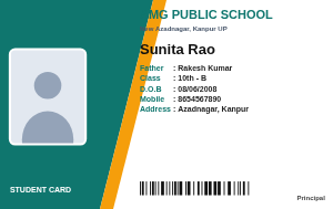 Teal Diagonal school ID card design