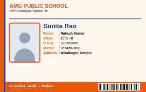 Orange Strip school ID card design