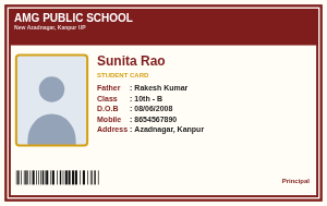 Maroon Classic school ID card design