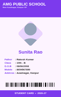 Purple Diamond school ID card design