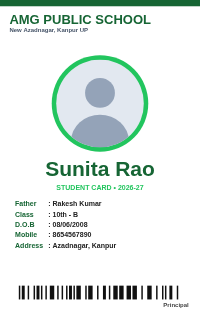 Circle Green school ID card design
